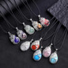 Wholesale Vintage silver-plated cat's eye peacock pendant necklace