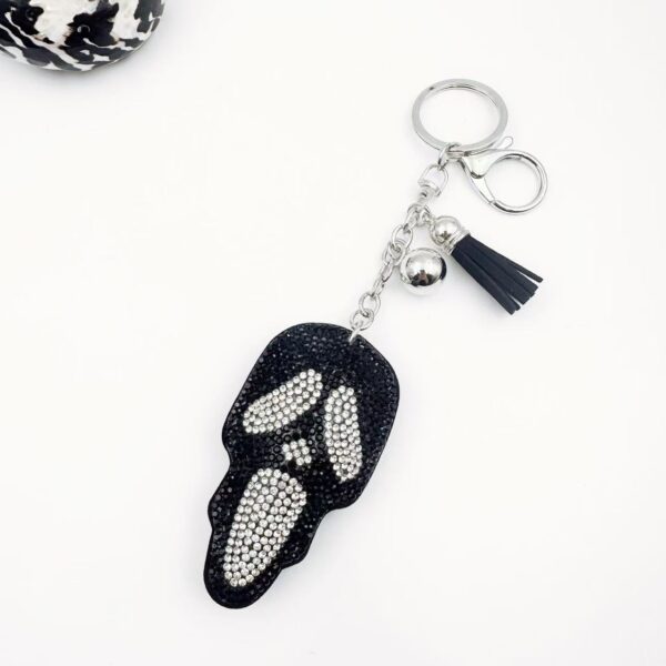 Wholesale Hip-Hop Ghost Head Keychain Crystal Gemstone Diamond
