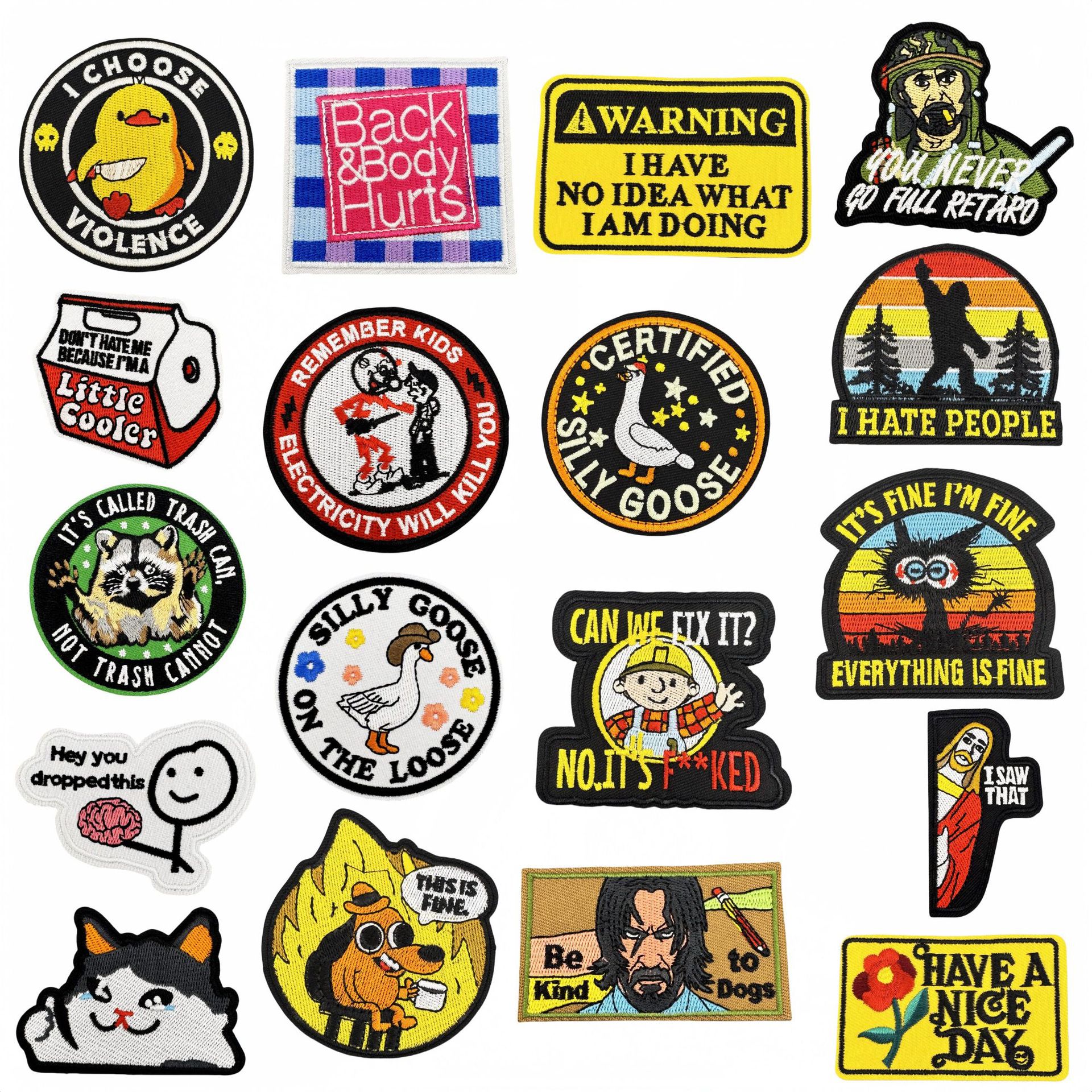 Wholesale Cartoon Fun Quirky Style English Letter Animal Character Velcro Badge Patch