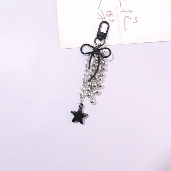 Wholesale Bow five pointed star tassel metal keychain