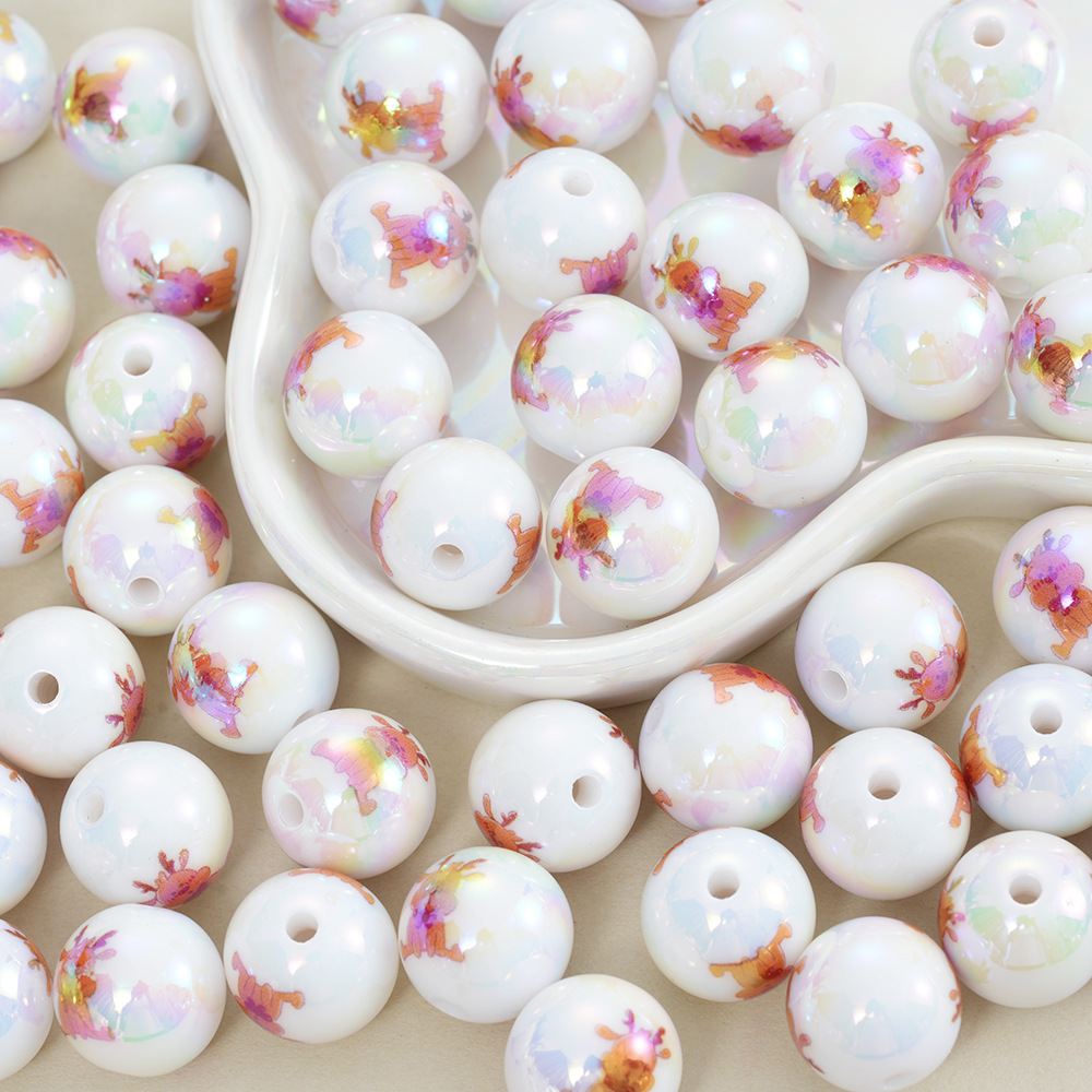 Wholesale Christmas Deer Perforated Beads Decorative Beads Acrylic Beads