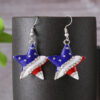 Wholesale Geometric pentagram Independence Day flag earrings