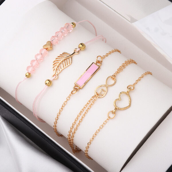 Wholesale 8-character element black geometric square leaf bracelet