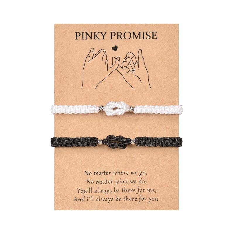Wholesale Amazon Cross-Border Hand-Woven Black and White Möbius Ring Cole Adjustable Bracelet with Card