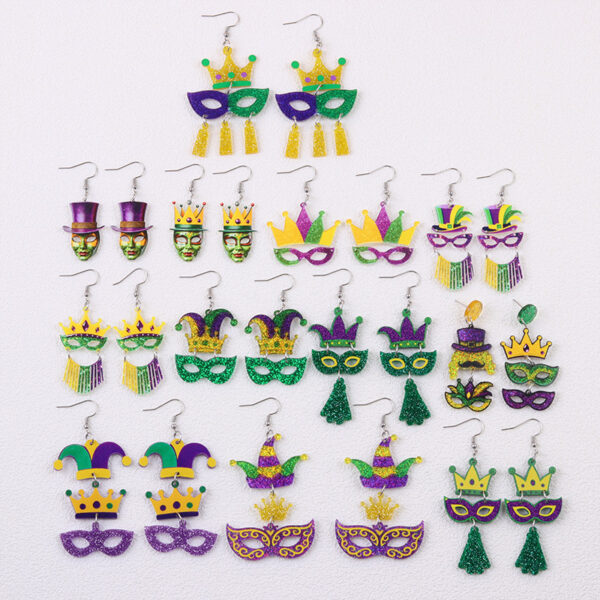 Wholesale Carnival Mask Crown Hat Acrylic Earrings