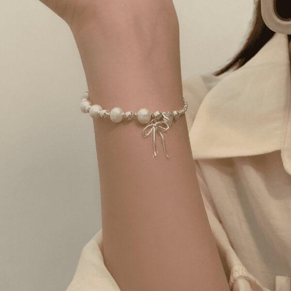 Wholesale Ballet Bow Pearl Love Shattered Silver Bracelet