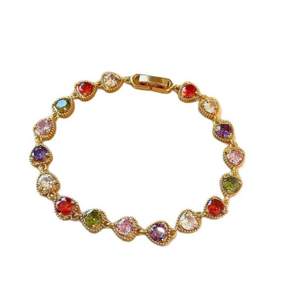 Wholesale Rainbow zircon purple heart diamond inlaid bracelet