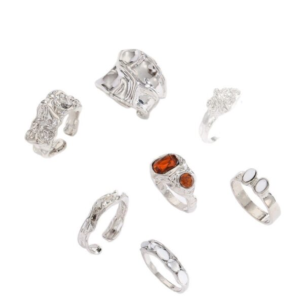 Wholesale Geometric Retro Irregular Diamond Set Ring Set