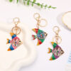 Wholesale Cartoon tropical fish, marine creatures, rhinestones, Metal Keychain