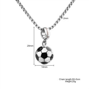 Steel color Football + lettering necklace