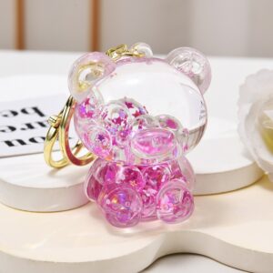 Glow-in-the-dark bear [purple rose red] / Keychain + luminous oil bottle