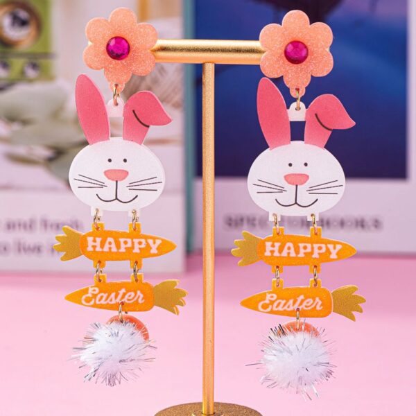 Wholesale Easter Pink Purple Rabbit Easter Egg Acrylic Earrings