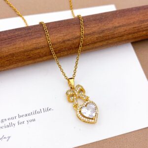 Xl98 bow love necklace gold