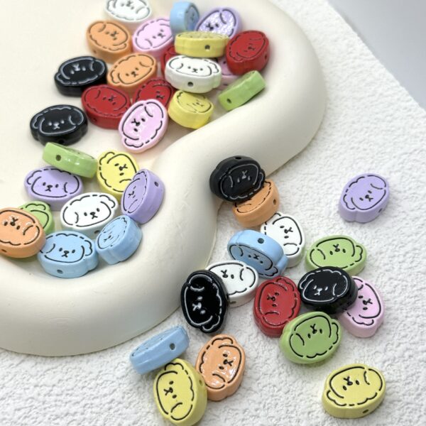Wholesale Alloy paint color cartoon puppy head line puppy beaded diy beads
