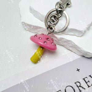 Pink with green mushrooms (titanium silver hardware)