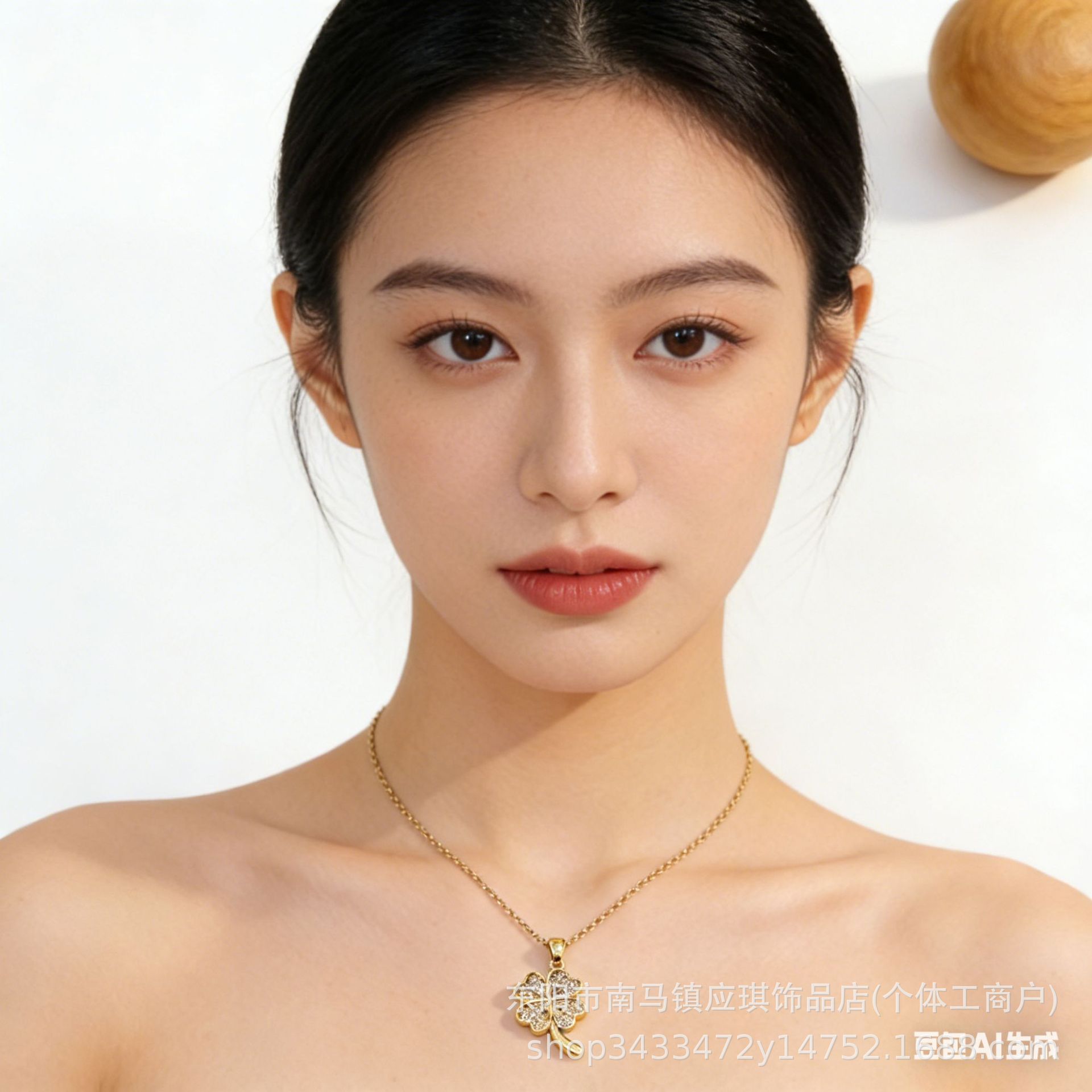 Wholesale Sier Clover Zircon Necklace