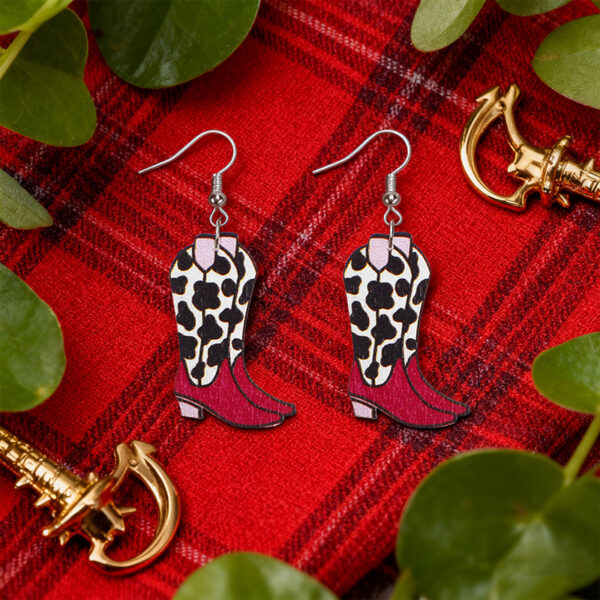Wholesale Leopard Print Red Earrings Exaggerated Personality Earrings