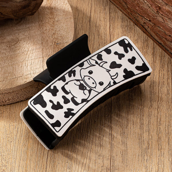 Wholesale Fashion PU Leather Western Wind Cow Pattern Printed Hair Clip