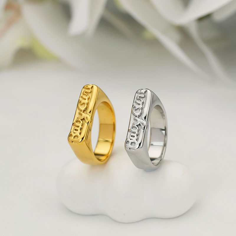 Wholesale Gold sier English letter stainless steel ring
