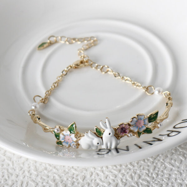 Wholesale Forest Rabbit Flower Cute Animal Pearl Bracelet