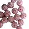 Wholesale 5PCS 20MM Resin Silver Pink Striped Diamond Ball Beads