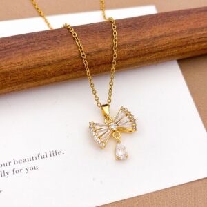 Xl2412 bow necklace gold