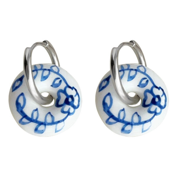 Wholesale Blue and white porcelain bird animal vase series earrings