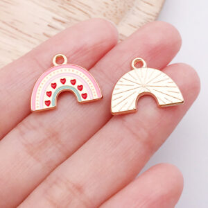 1 pink dripping love rainbow 14x18x1mm-1.75g-25220