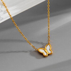 X940 butterfly white shell gold