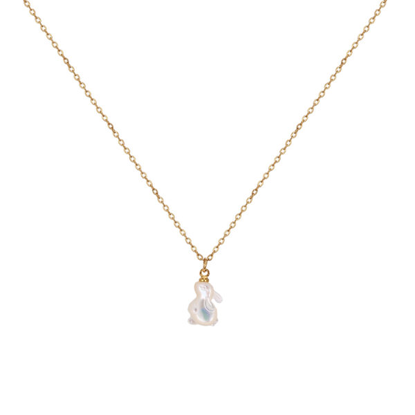 Wholesale Titanium steel rabbit white Easter necklace