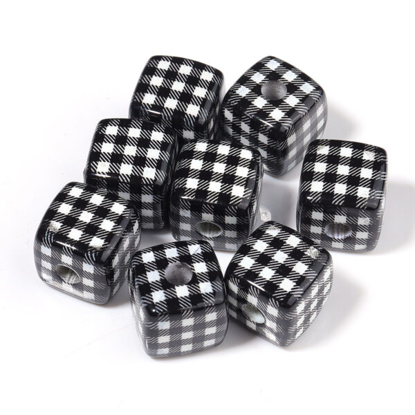 Wholesale 10pcs Colorful Cute Grid Square Acrylic Beads