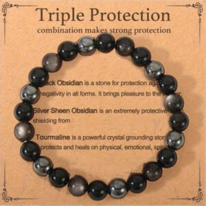 Silver obsidian + obsidian bracelet 1