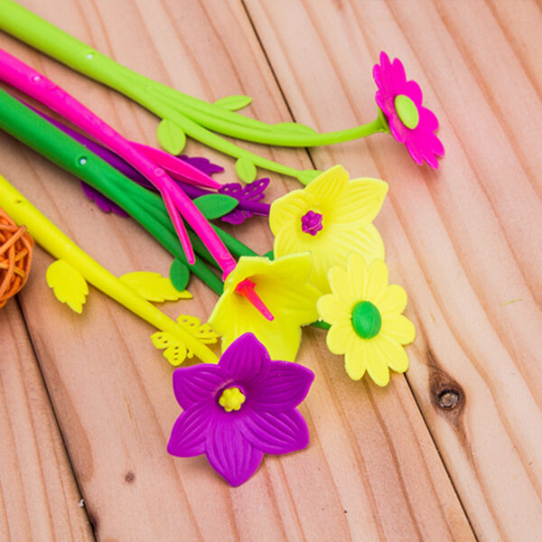Bulk Floral Design Gel Ink Pens, Assorted Color Flower Shaped Neutral Writing Pens, Student Office Stationery Wholesale Supplies