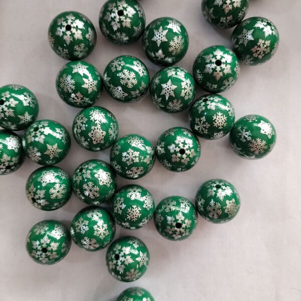 O1CN01DeaA9m1QErIINj8wW_2201245431945-0-cib Wholesale 5pcs 20mm Acrylic Christmas Dark Green Snowflake Print Beads