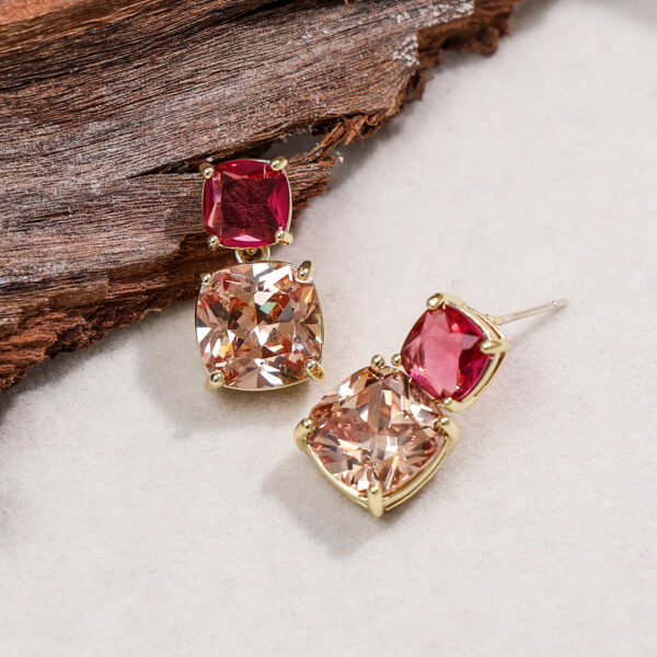 Wholesale Olive Green Zircon Exquisite Square Stud Earrings