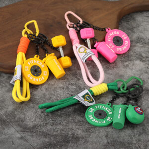 Wholesale Creative mini fitness barbell keychain