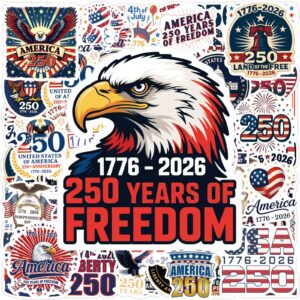 Wholesale 55 Cute American 250th Anniversary Waterproof Vinyl Stickers