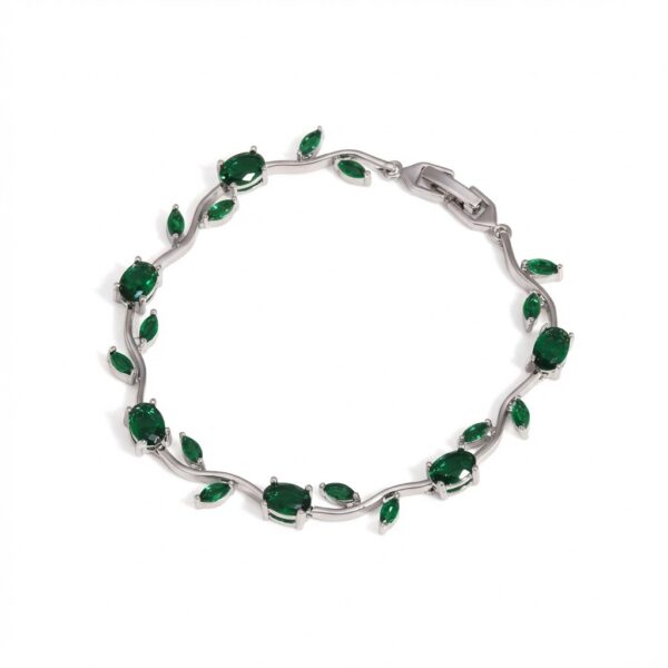 Wholesale Copper inlaid colored zircon flower branch and leaf bracelet