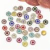 Wholesale 14mm round plum blossom holder glass three-layer flower lace drill plate mobile phone shell sticker drill DIY clothing hair accessories rhinestone