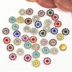 Wholesale 14mm round plum blossom holder glass three-layer flower lace drill plate mobile phone shell sticker drill DIY clothing hair accessories rhinestone