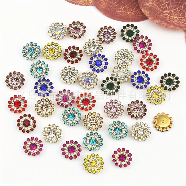 Wholesale 14mm round plum blossom holder glass three-layer flower lace drill plate mobile phone shell sticker drill DIY clothing hair accessories rhinestone