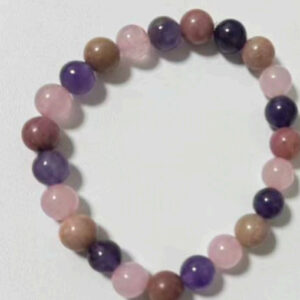 Rose quartz + rhodochrosite + amethyst bracelet