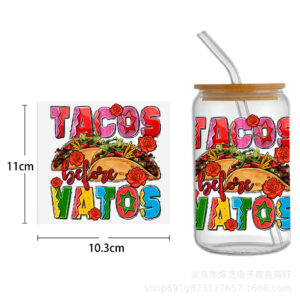 Mexican style series transparent crystal standard water cup waterproof stickers