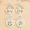 Wholesale Garden oil painting style soft ceramic earrings