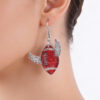Wholesale Color-blocked Rugby Helmet-shaped Acrylic Earrings