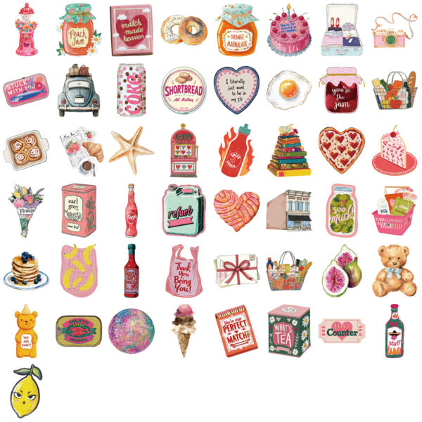 Wholesale 50 cartoon pink aesthetic girl doodle stickers DIY waterproof stickers