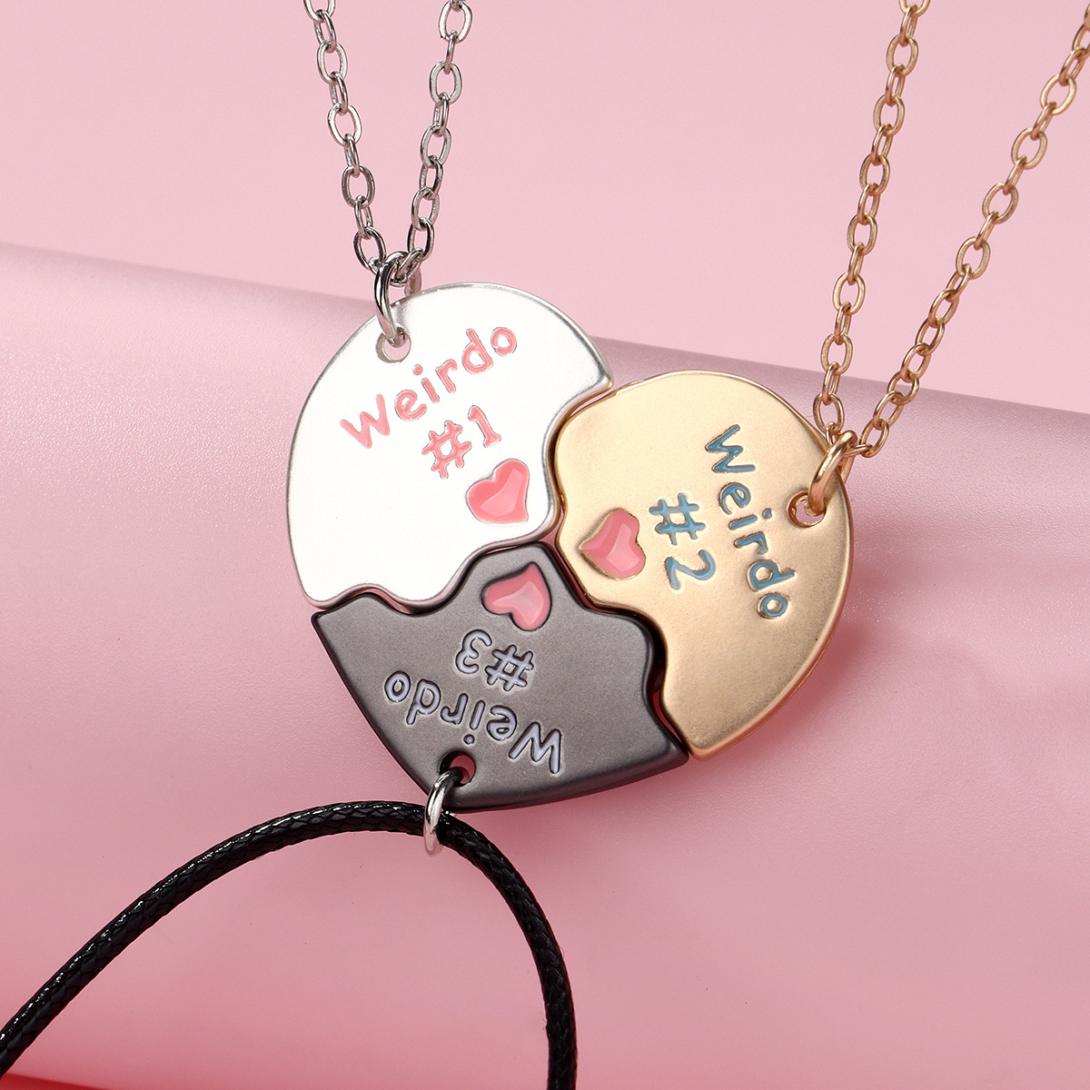Wholesale chilen's necklace three-piece set necklace heart-shaped clavicle chain