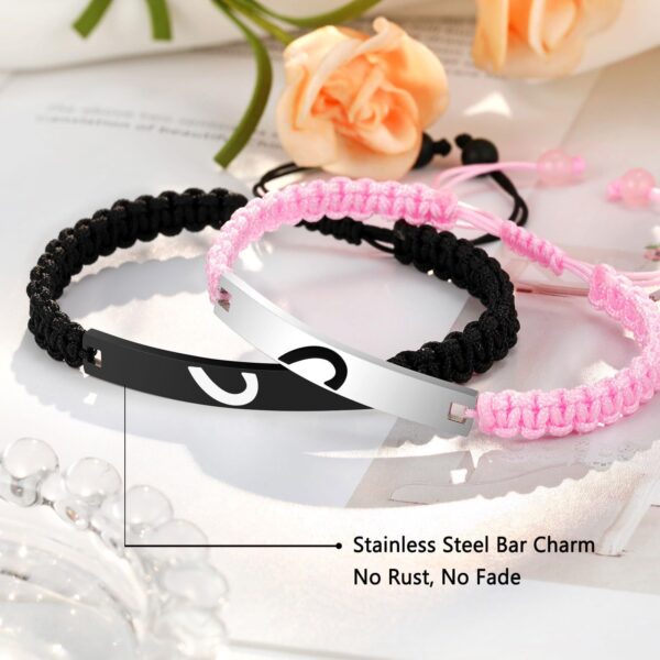 Wholesale Heart shaped black steel stainless steel curved woven adjustable bracelet