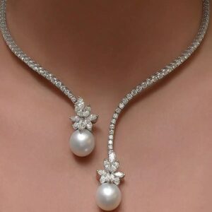 Wholesale Open diamond inlaid pearl collar