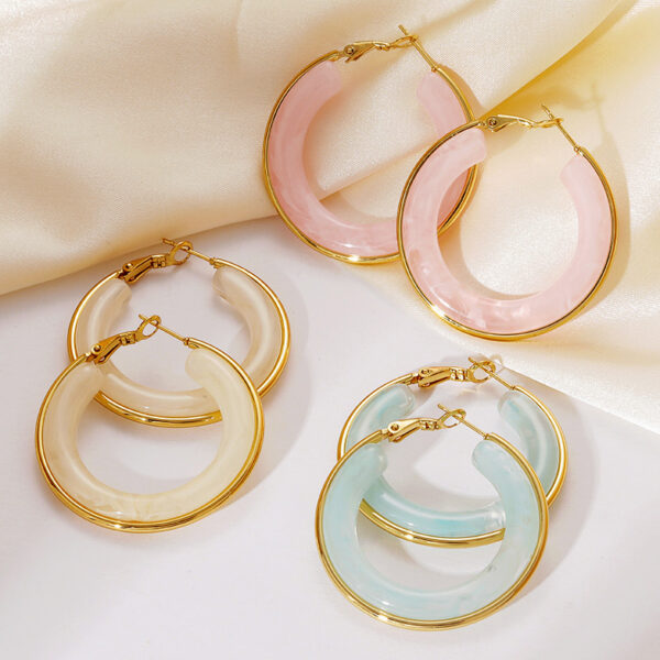O1CN01Duo46o1P9XAsCBdia_2218506891798-0-cib Wholesale Stainless Steel Earrings Resin Hoops Luxury Earrings